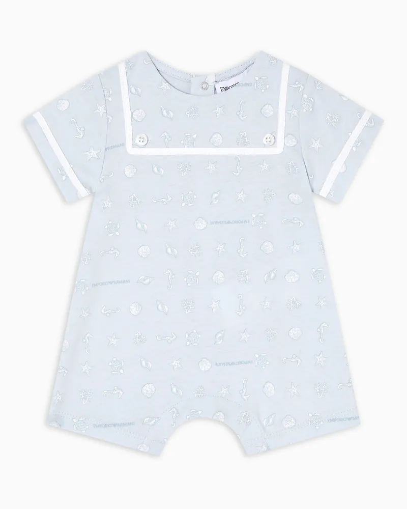 Emporio Armani Jumpsuit aus Jersey im Marinestil Hellblau