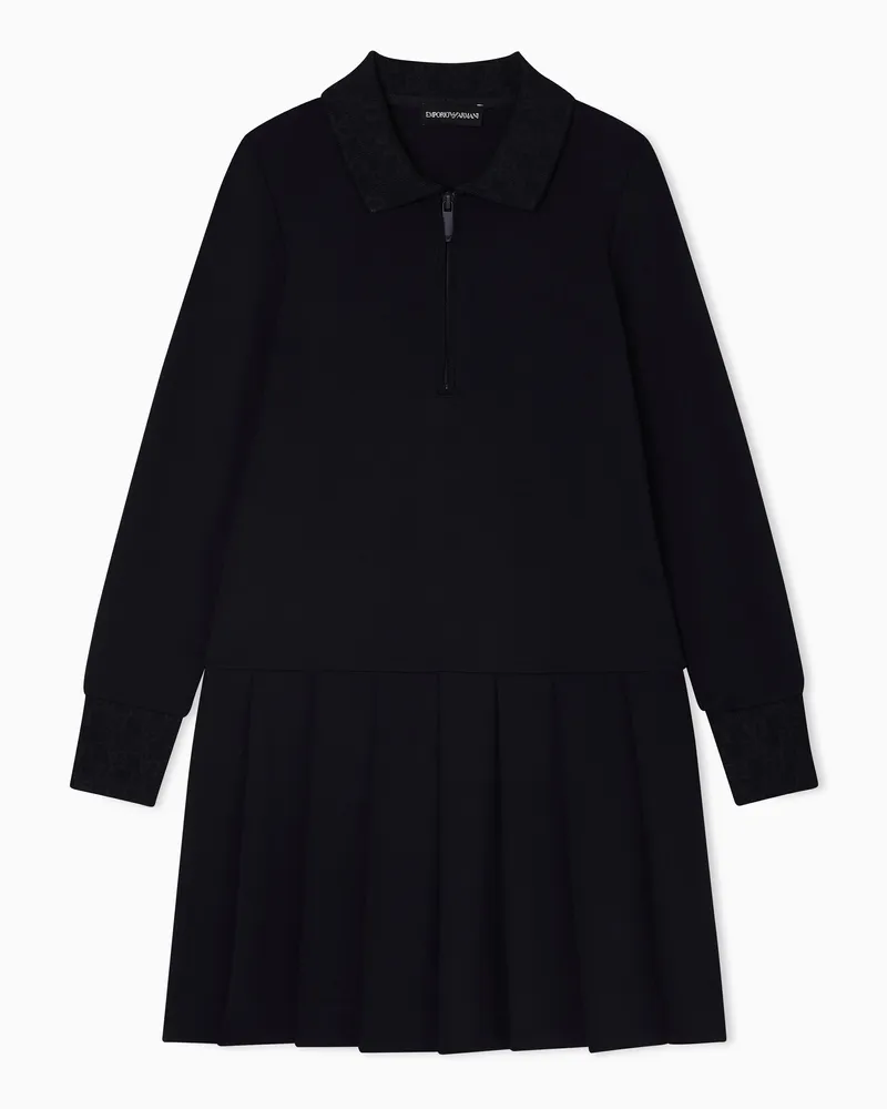 Emporio Armani Kleid aus Punto-Milano-Jersey mit Falten-Rock Marineblau