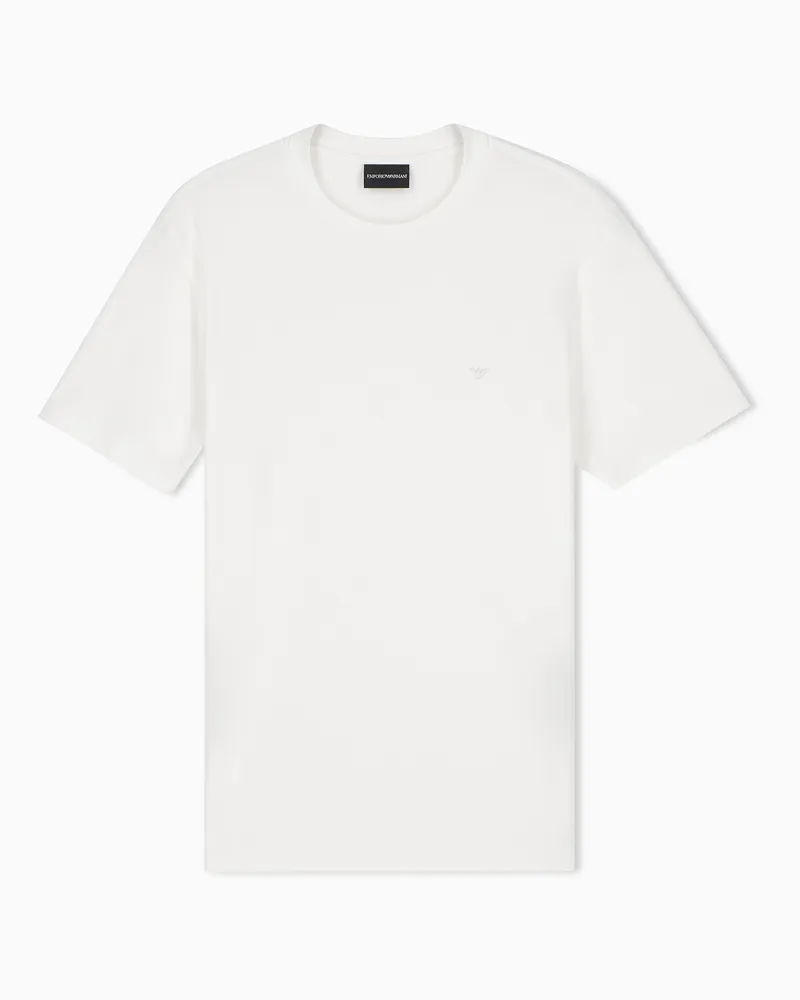Emporio Armani Pullover aus glattem Schurwollstrick Weiß