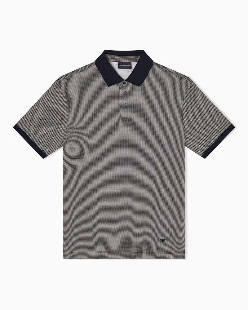 Emporio Armani Poloshirt aus Lyocell-Jersey-Mischung mit durchgehendem Mikro-Musterprint Beige