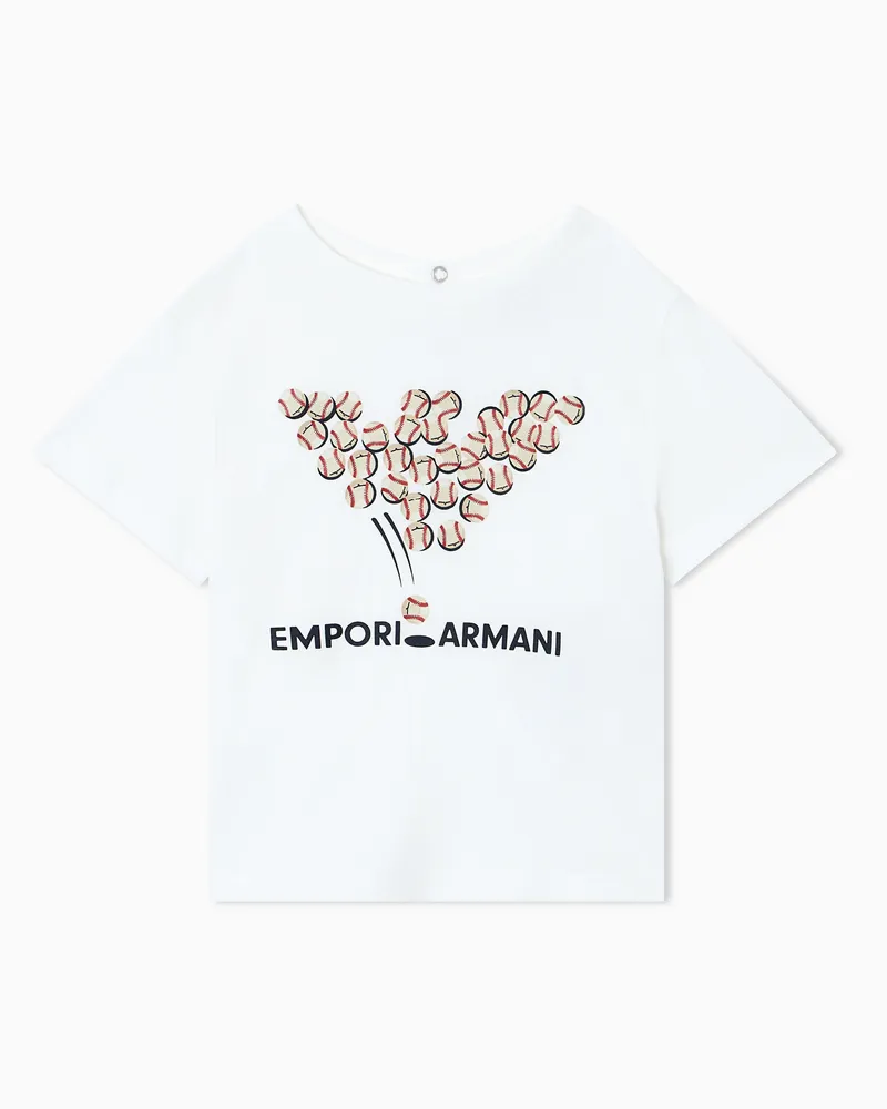 Emporio Armani T-Shirt aus Jersey mit Baseball-Print Weiß