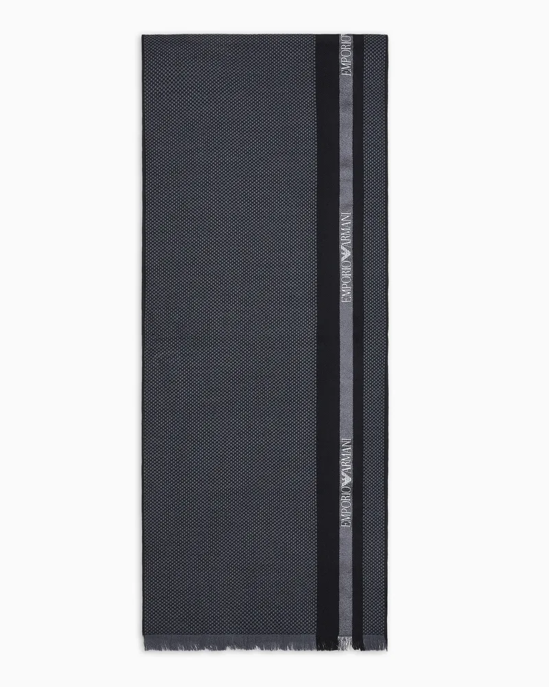 Emporio Armani Schal aus Wolle mit Logo-Tape Grau