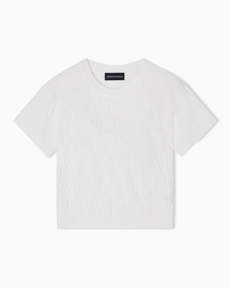 Emporio Armani Pullover mit Allover-EA-Logointarsie Weiß
