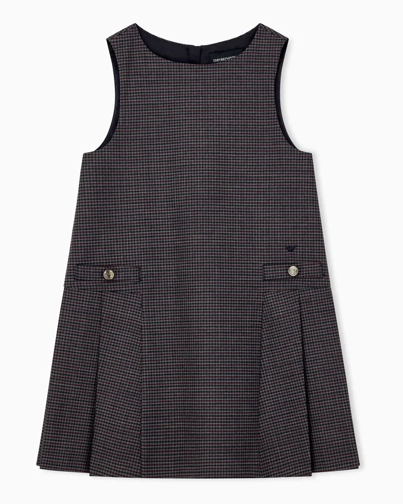 Emporio Armani Kleid Regular Fit ärmellos mit Schurwollanteil und Karomuster Grau