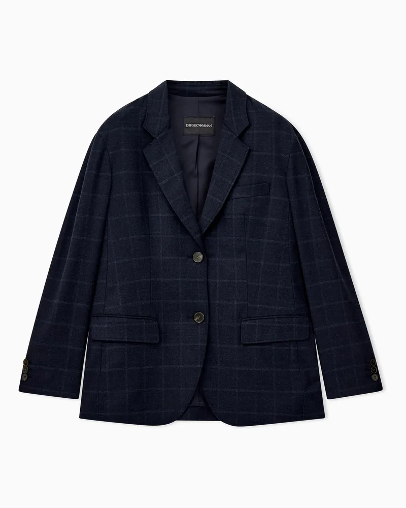 Emporio Armani Blazer aus Schurwolle mit Karomuster und Reverskragen Blau