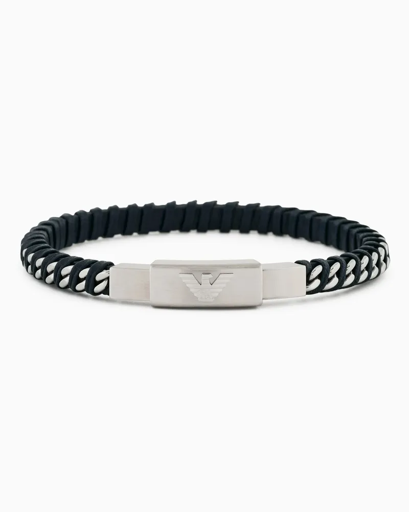 Emporio Armani ID-Armband aus Edelstahl und Leder Mehrfarbig