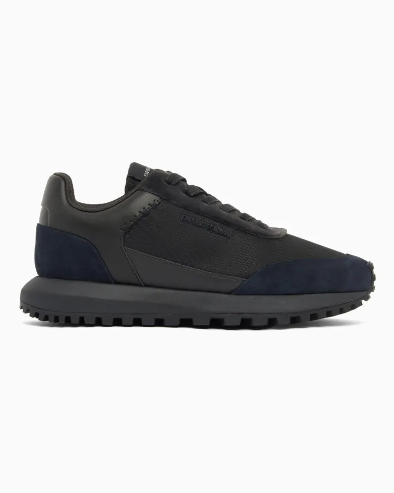 Emporio Armani Sneaker mit Wildleder und einer robusten Gummisohle Schwarz