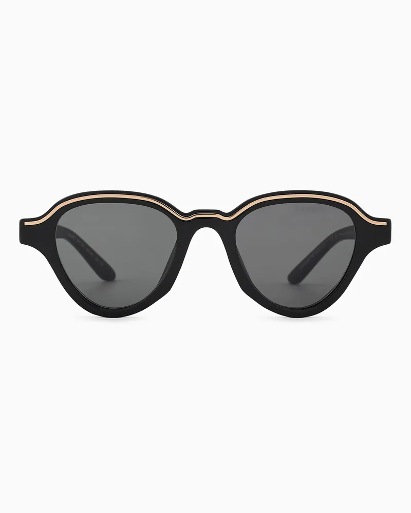 Emporio Armani Sonnenbrille mit unregelmäßig geformter Fassung für Herren Schwarz