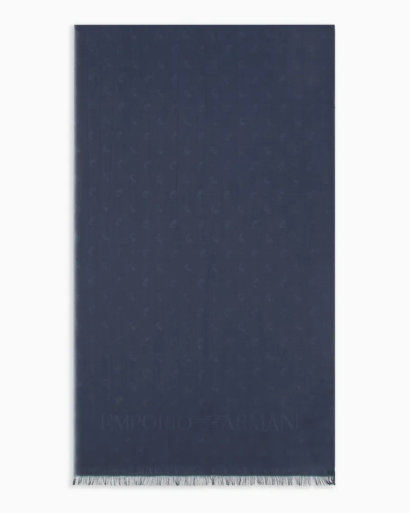 Emporio Armani Stola aus Modal-Mix in Jacquard mit Allover-Adler Marineblau