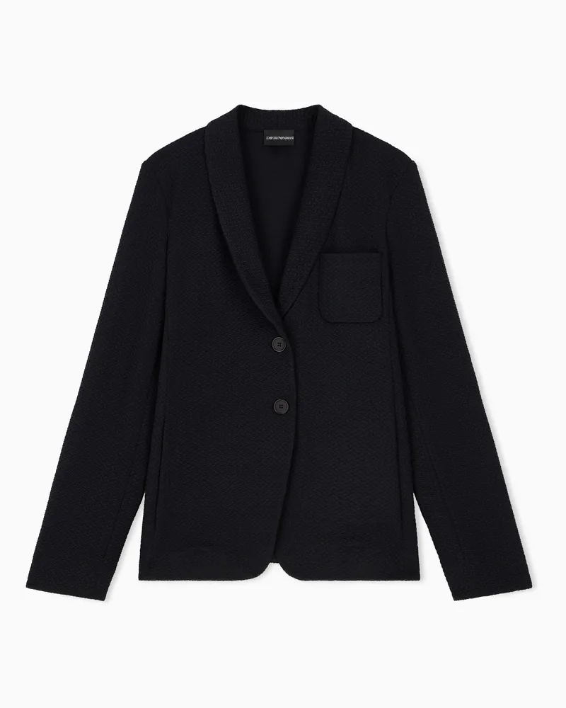 Emporio Armani Ungefütterter Blazer aus Jacquard-Jersey mit Reliefmuster Schwarz
