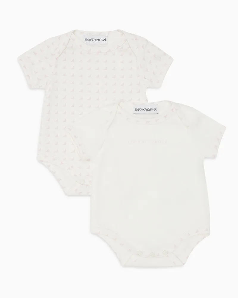 Emporio Armani 2er-Pack Body aus Jersey mit Logo und Optical-Adler-Print Pink