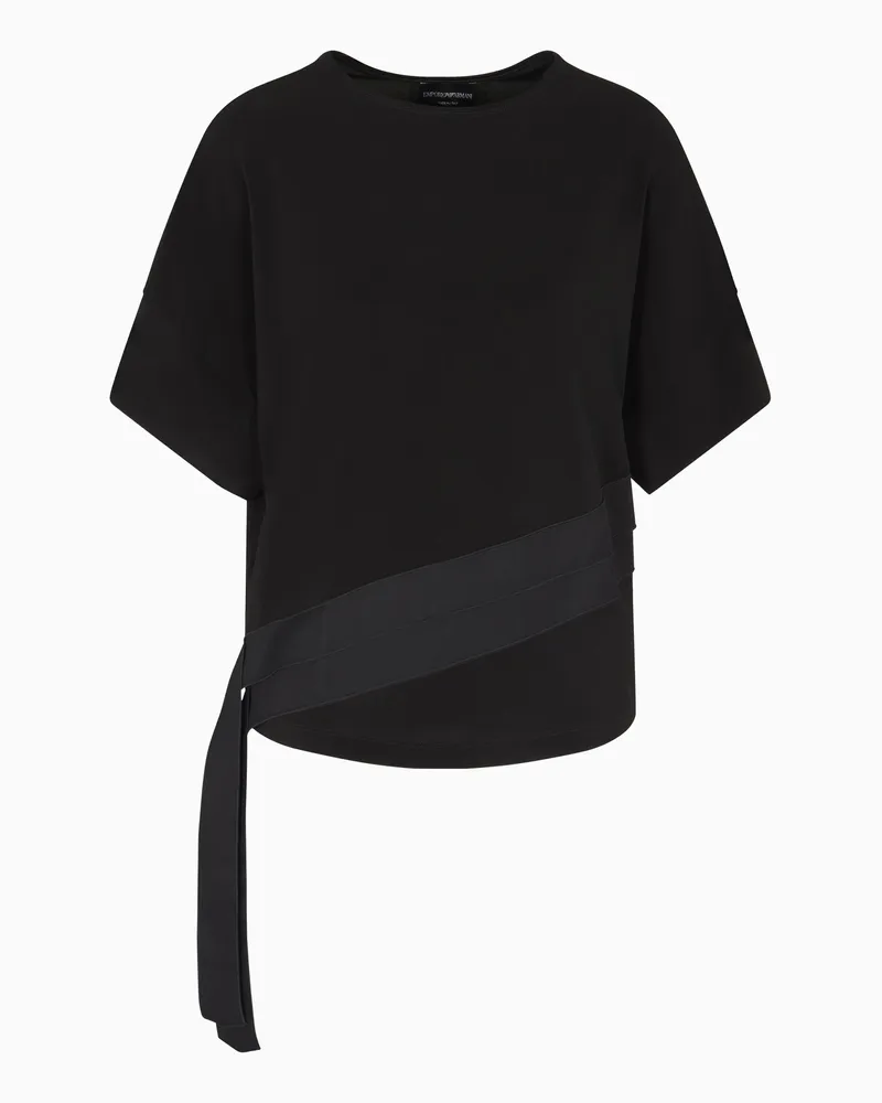Emporio Armani T-Shirt aus Stretch-Viskose-Jersey mit Schleife aus der Polygon-Sonderkollektion Schwarz