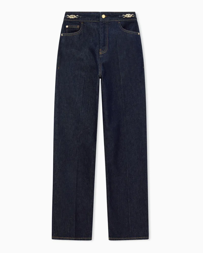 Emporio Armani 5 Pockets Pant Regular Passform mit Zierketten am Bund Blau