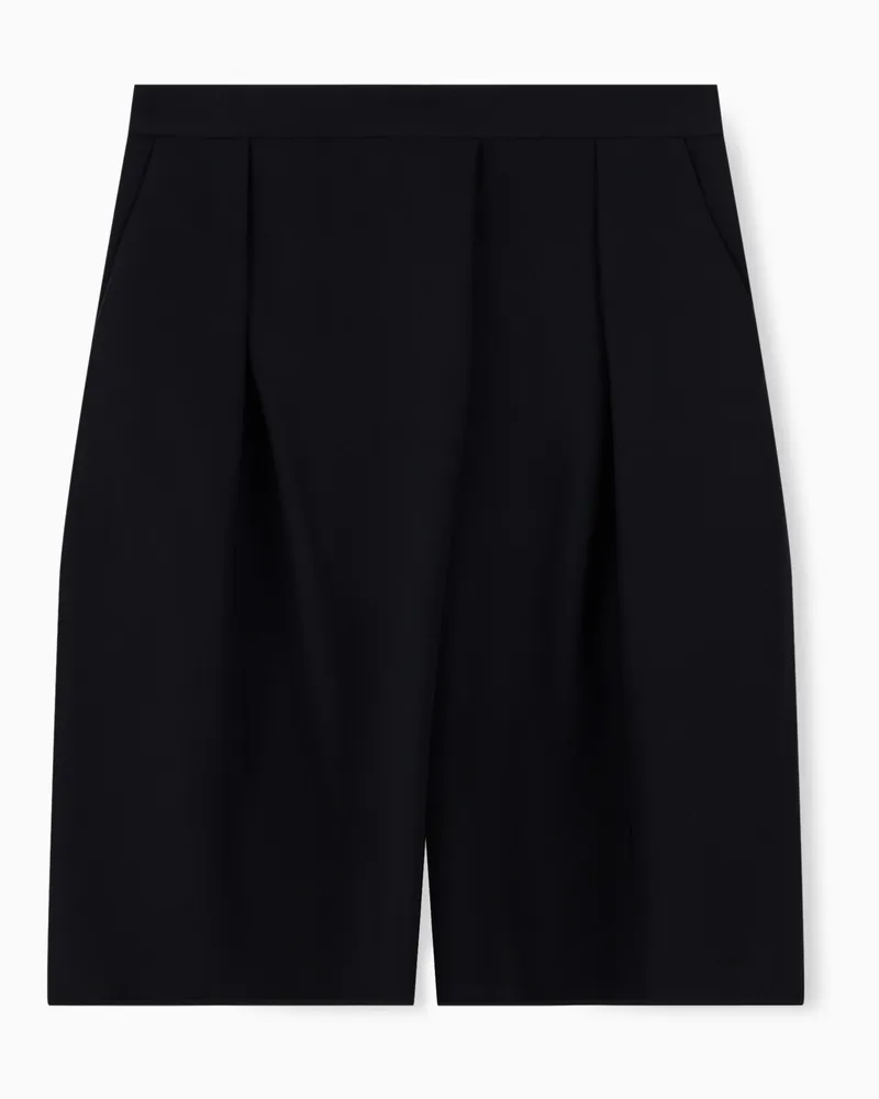 Emporio Armani Bermudashorts aus Techno-Cady mit Bundfalten und hohem Bund Schwarz