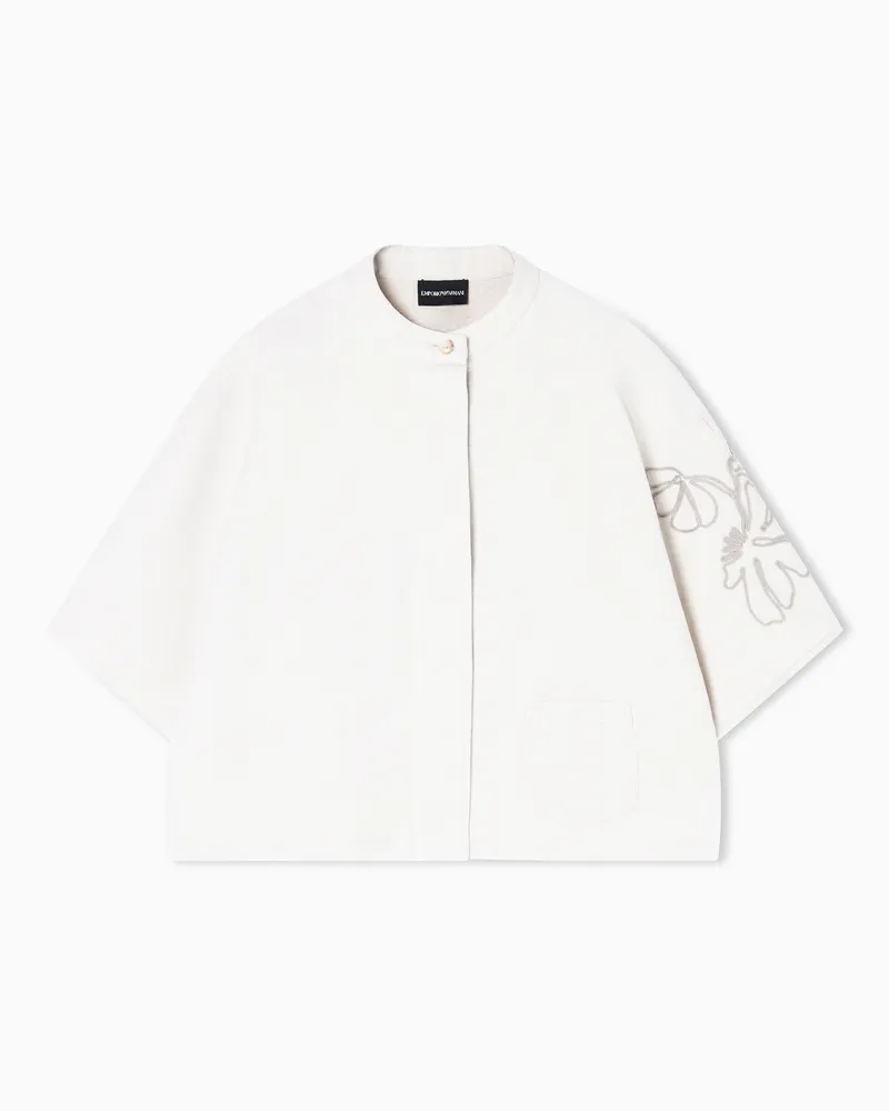 Emporio Armani Hemdjacke aus Leinen-Canvas-Mischung mit Stickerei Beige