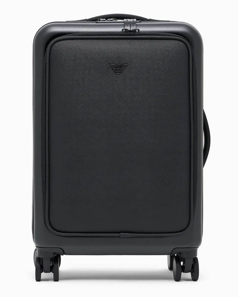Emporio Armani Kabinentrolley aus ABS mit Saffiano-Detail und Adler-Plakette Schwarz