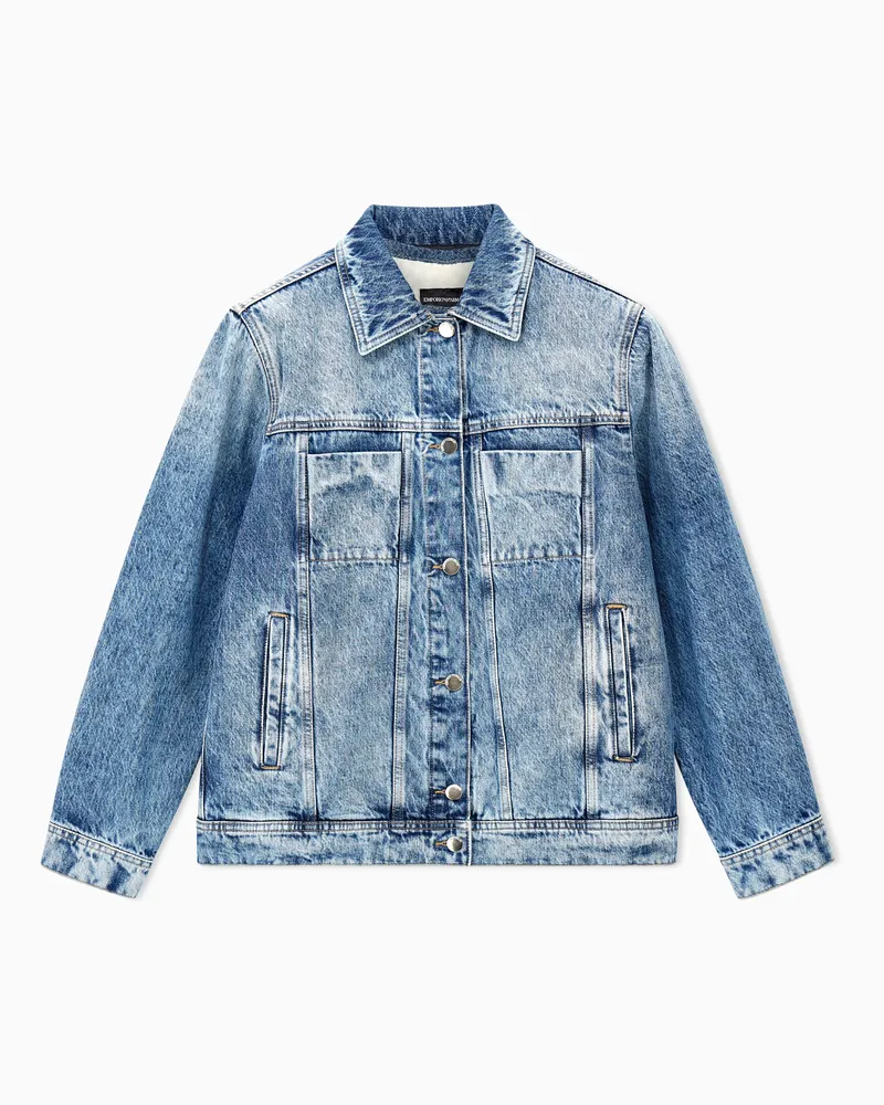 Emporio Armani Blousonjacke Regular Fit aus Baumwolle im Vintage-Look Blau