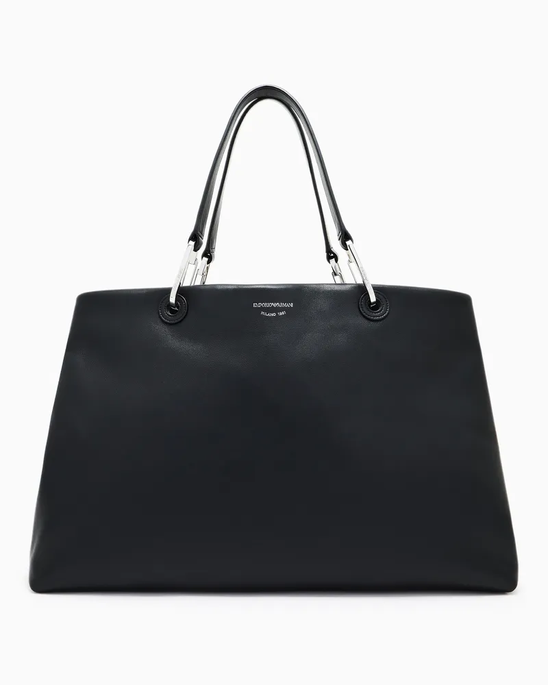 Emporio Armani MyEA großer Shopper aus Nappaleder Schwarz