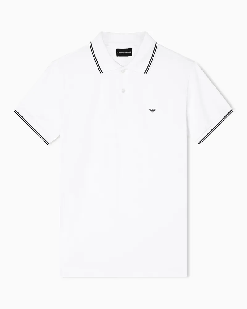 Emporio Armani Poloshirt Slim Fit aus Pikee mit Stretchanteil und Mikro-Adler Weiß