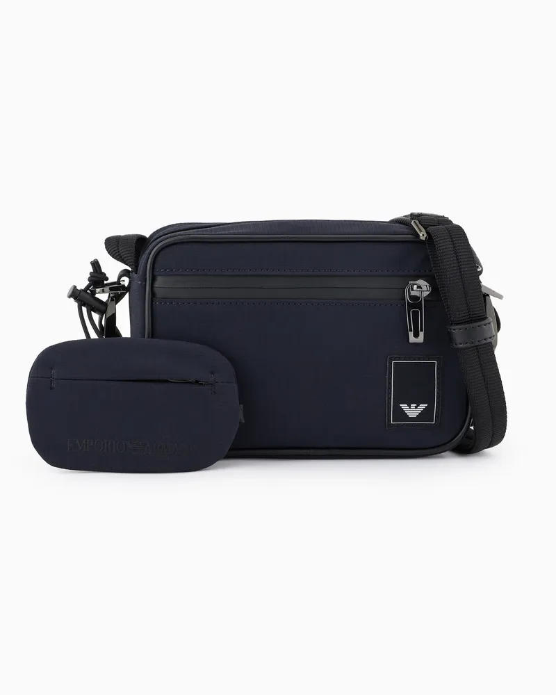 Emporio Armani Travel Essential Laptoptasche aus Nylon Marineblau
