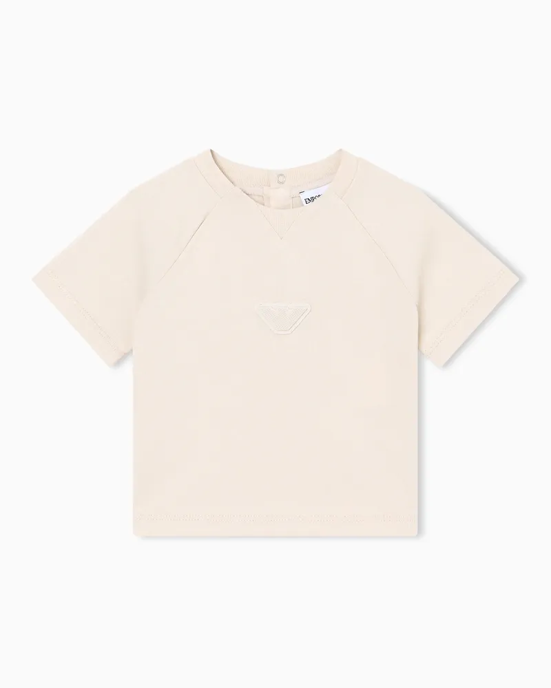 Emporio Armani T-Shirt aus Heavy Jersey mit Mikro-Adler-Aufnäher Beige