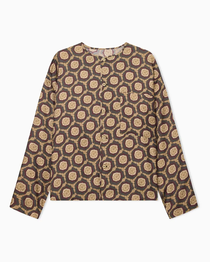 Emporio Armani Medallion print silk jacket Beige