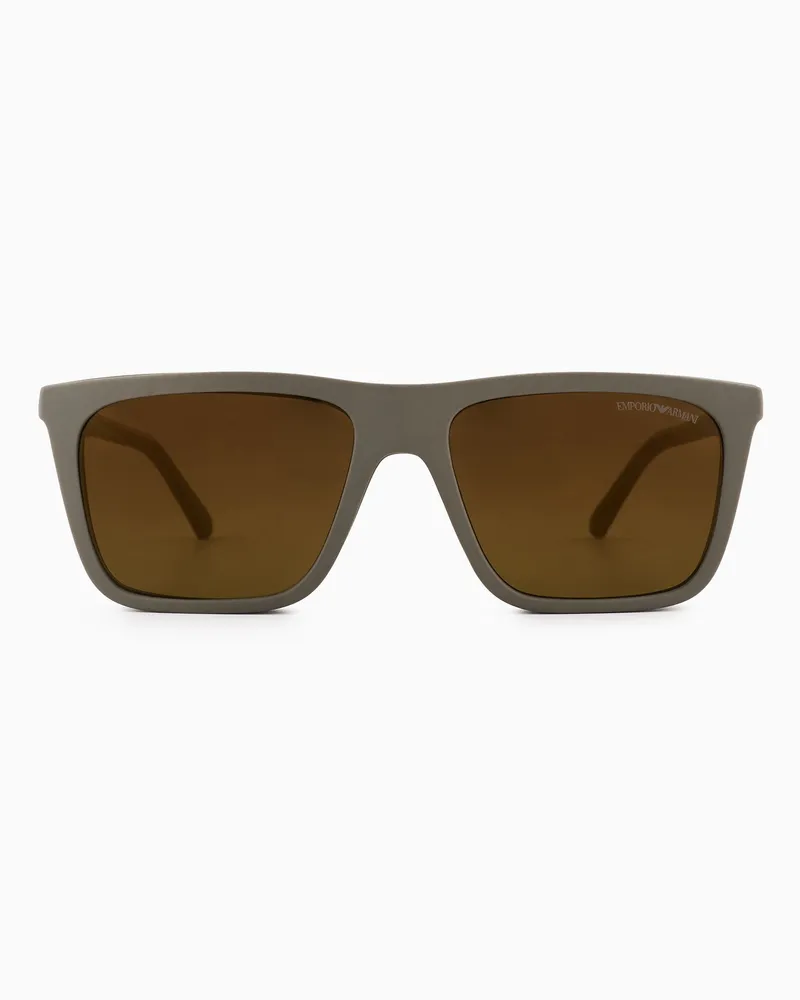 Emporio Armani Eckige Sonnenbrille für Herren Beige