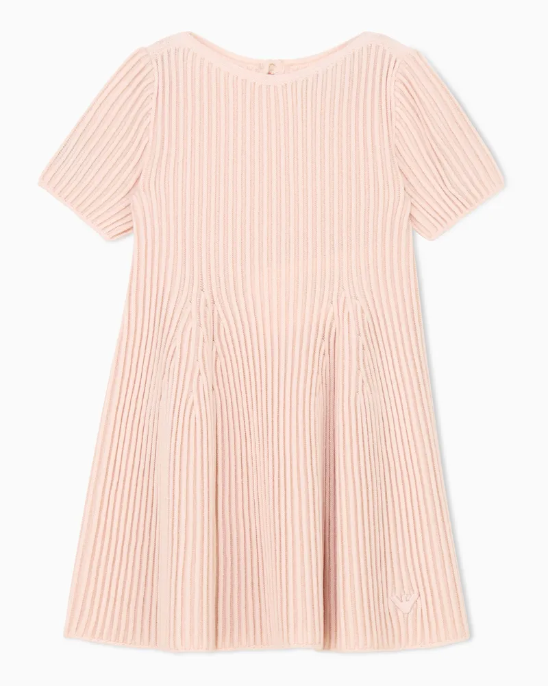 Emporio Armani Strickkleid im Regular Fit aus Rippstrick mit kurzen Ärmeln Pink