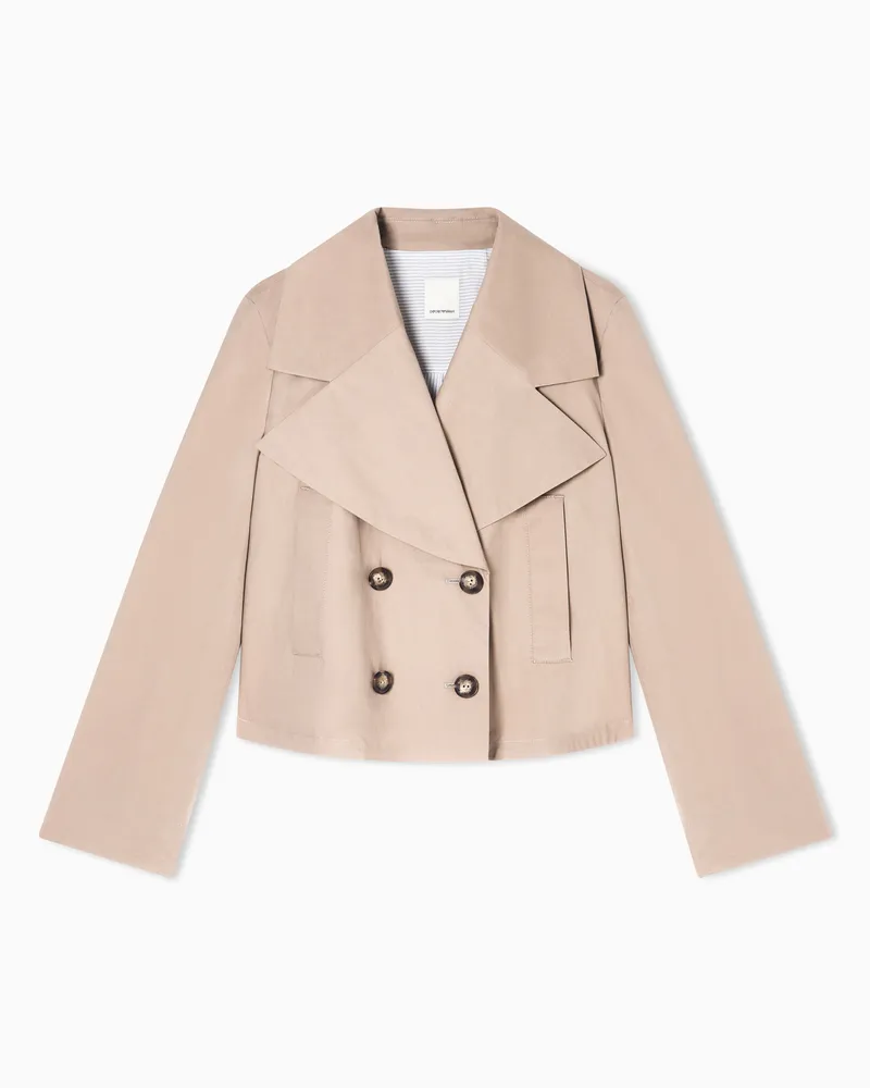 Emporio Armani Zweireihiger Eagle Club Blouson aus Popeline Beige
