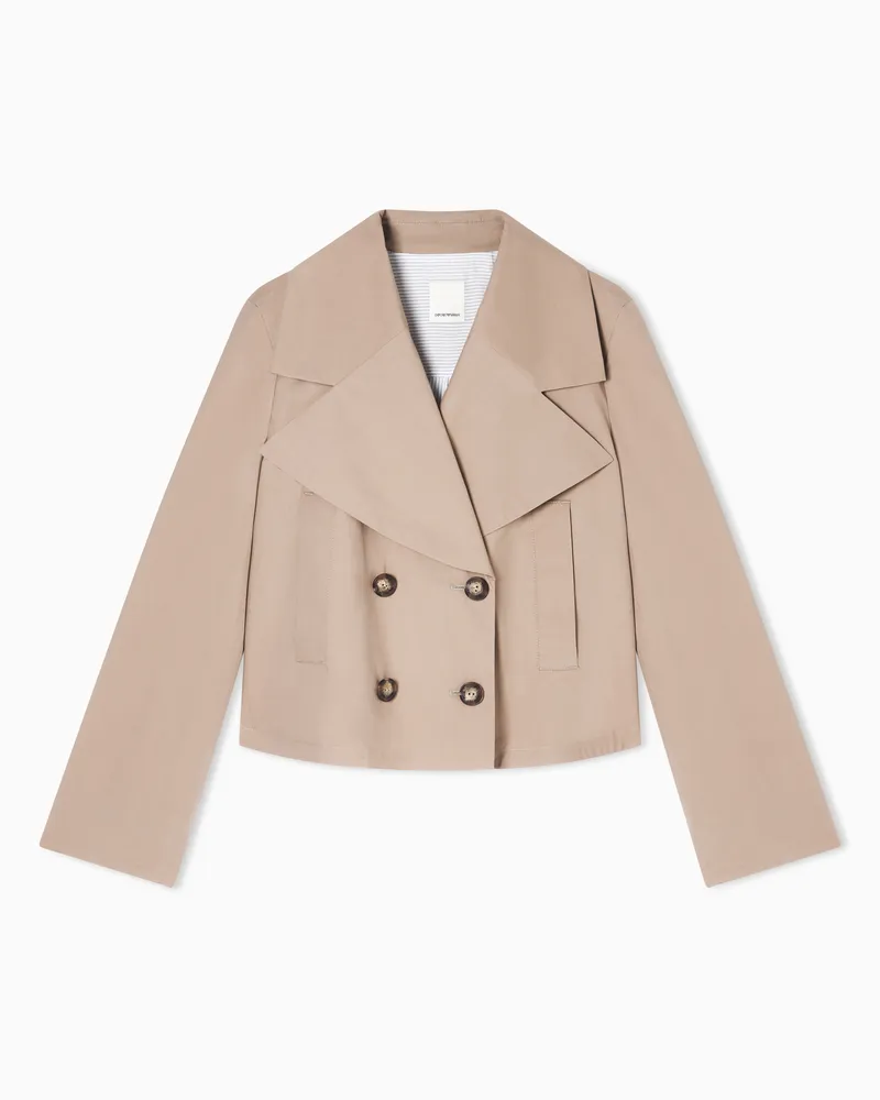 Emporio Armani Double-breasted poplin blouson Eagle Club Beige