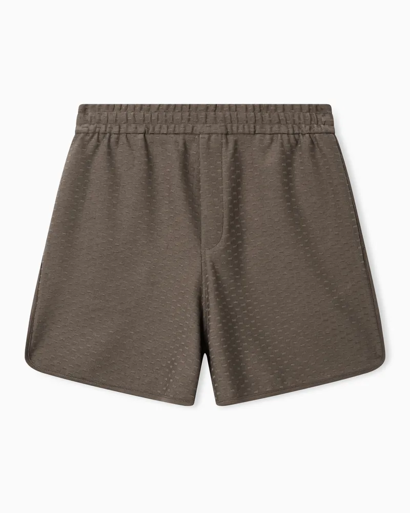 Emporio Armani Shorts aus Jersey mit Allover-Adler aus Jacquard-Stoff Braun