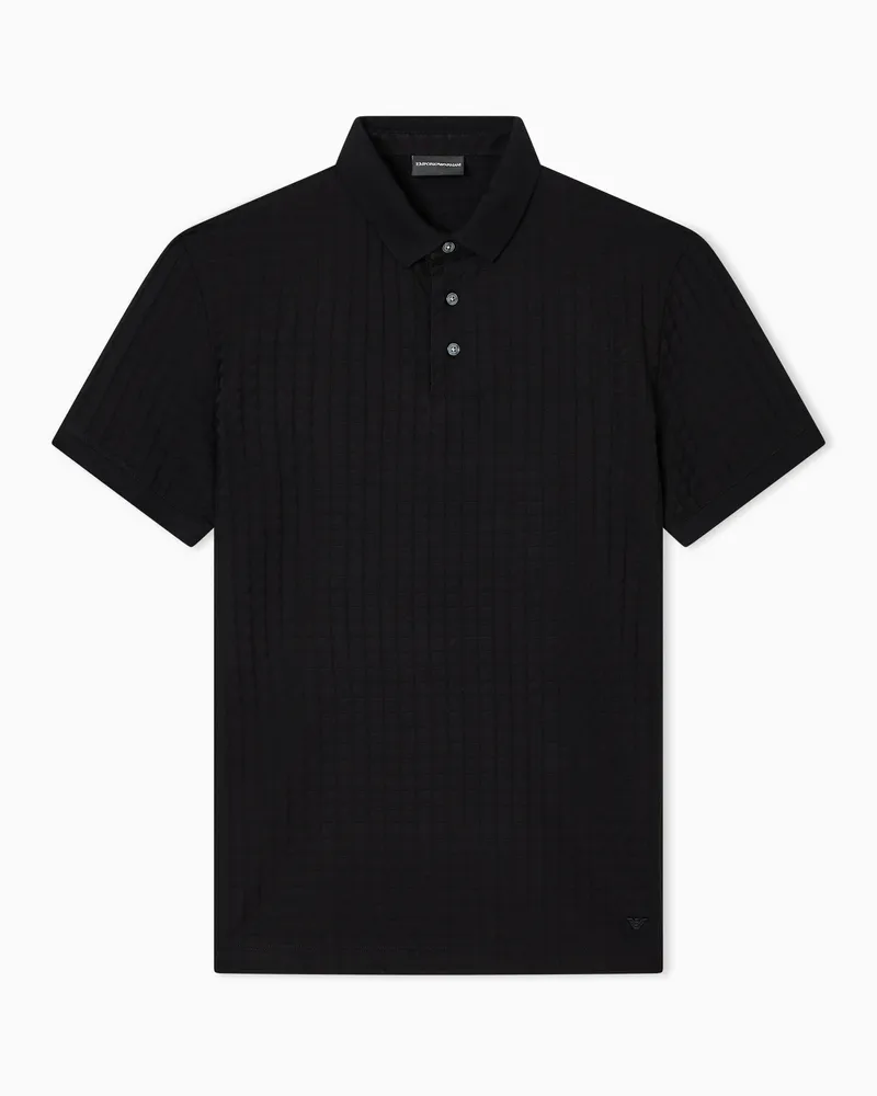 Emporio Armani Poloshirt aus Jacquard-Jersey Schwarz