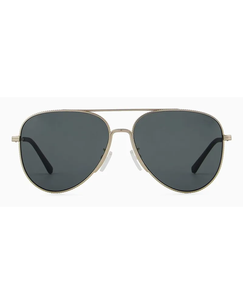 Emporio Armani Sonnenbrille mit Pilotenfassung Für Herren Asian Fit Gold