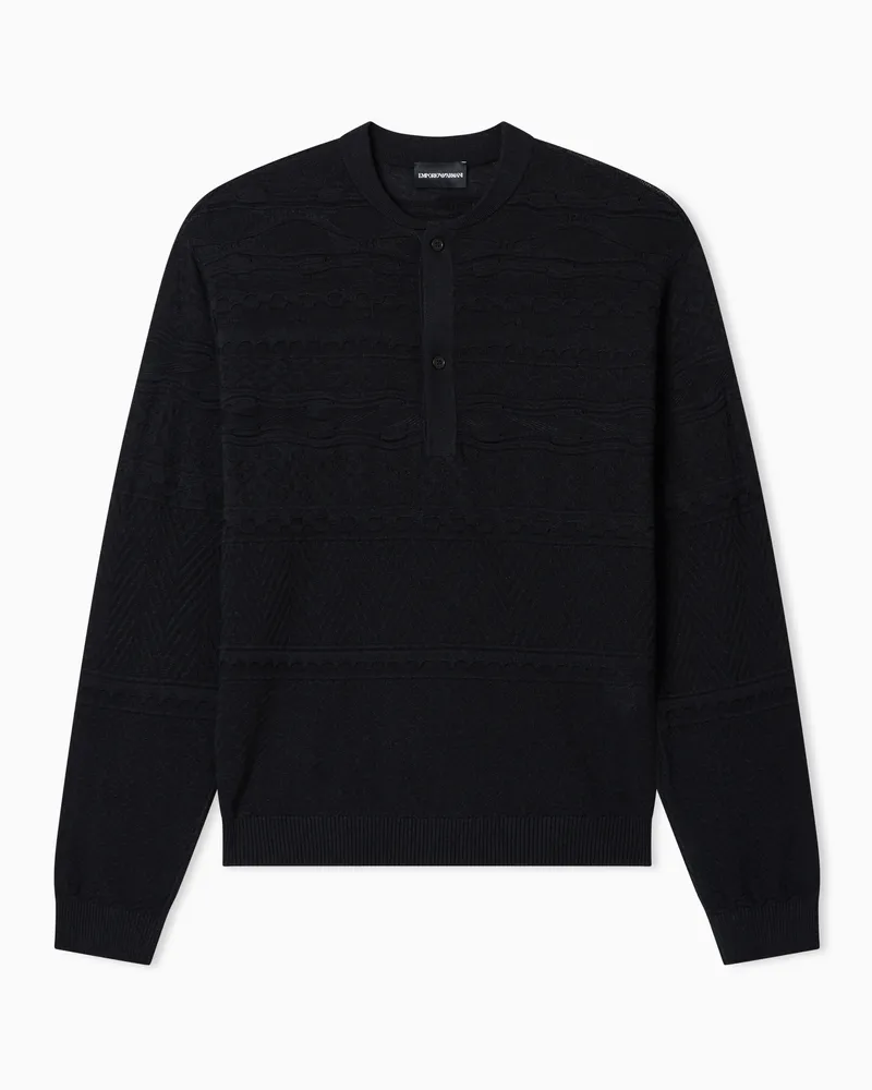 Emporio Armani Henley-Pullover aus einer Lyocell-Mischung Schwarz