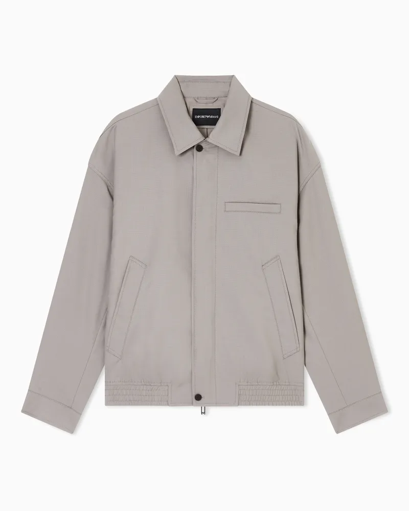 Emporio Armani Jacke aus Wollfresko mit Mikro-Fischgrätstruktur Grau