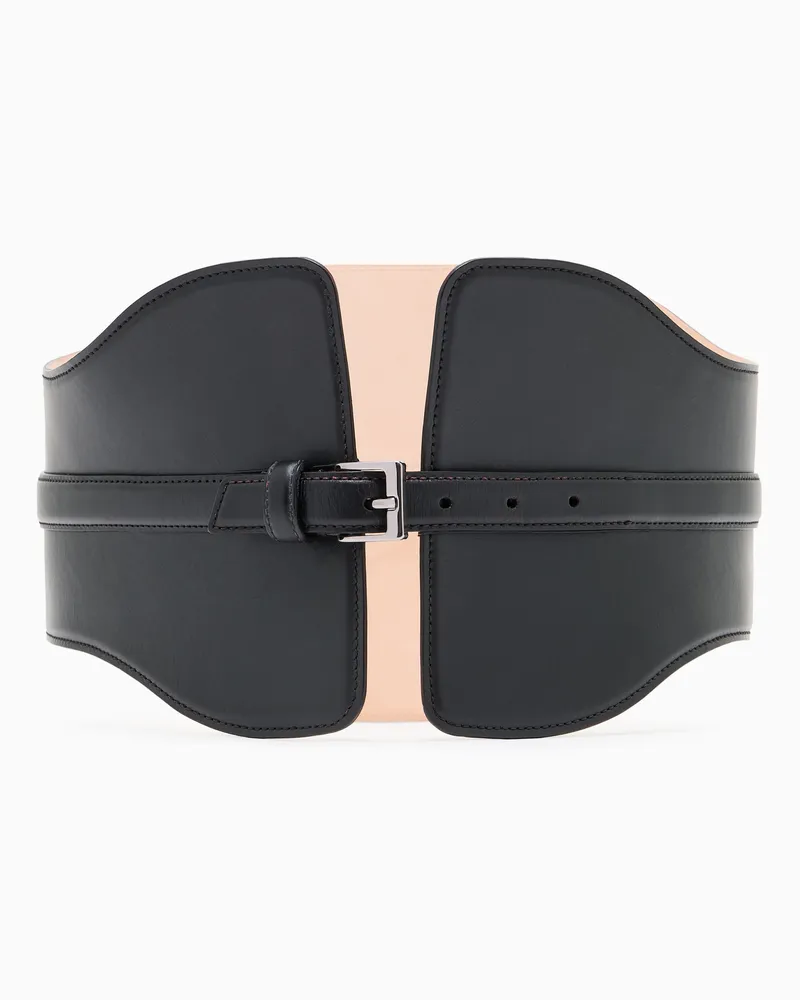 Emporio Armani Breiter Gürtel aus Leder Schwarz