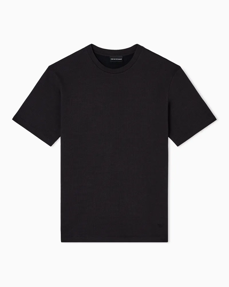 Emporio Armani ASV zweifarbiges Jersey-Strick-T-Shirt Braun