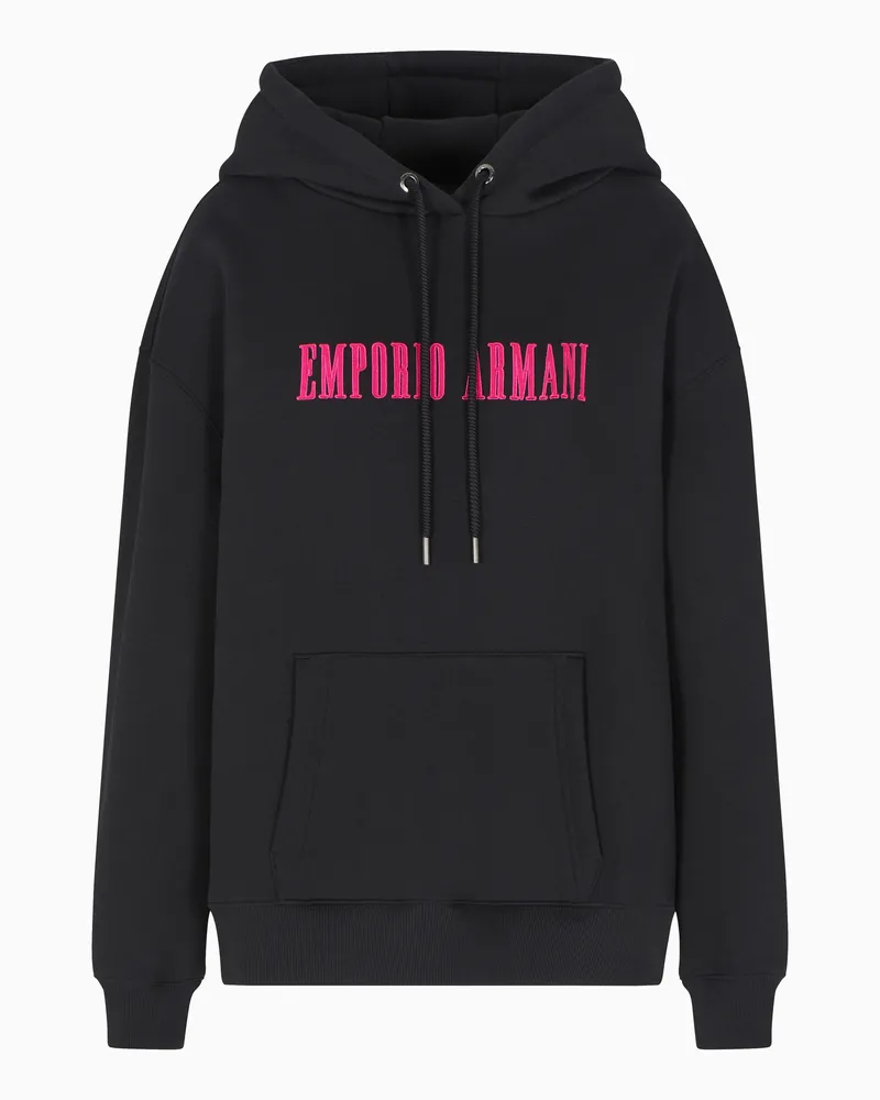 Emporio Armani Sweatshirt aus Jersey mit Kapuze und Logo-Stickerei Schwarz