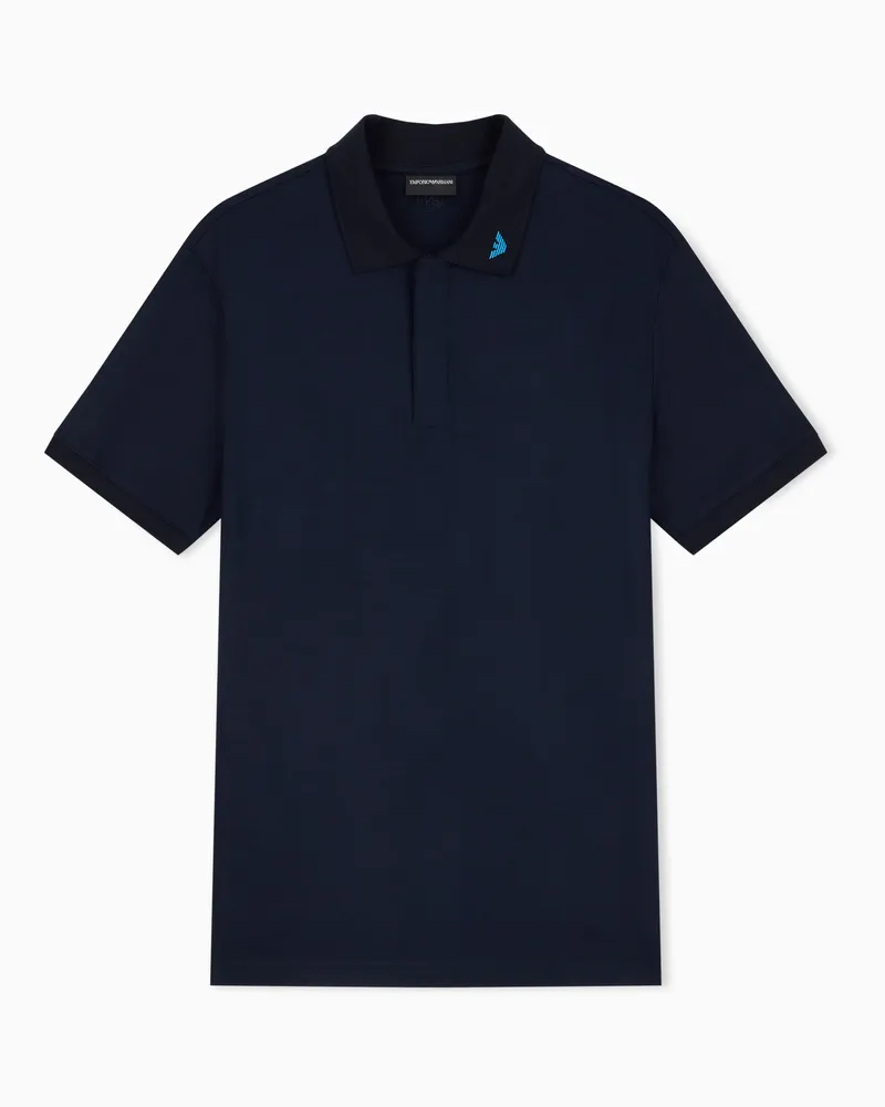 Emporio Armani Jersey-Poloshirt aus der SSC Napoli Capsule Marineblau