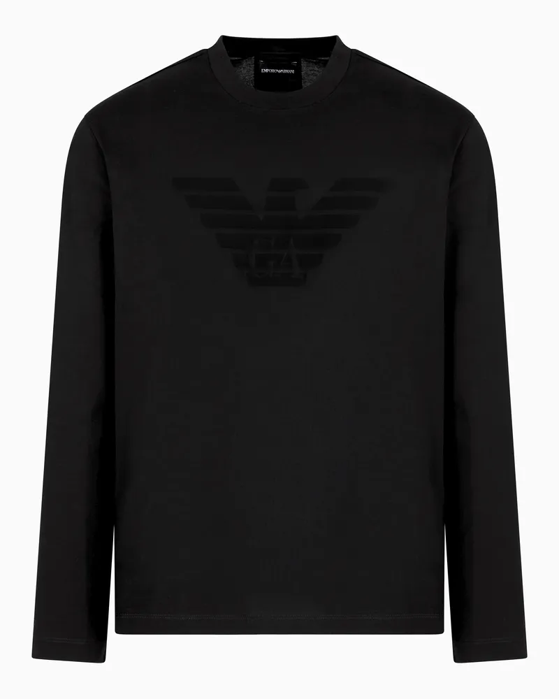 Emporio Armani Pullover aus Jersey mit Logo in Jacquard-Verarbeitung Schwarz