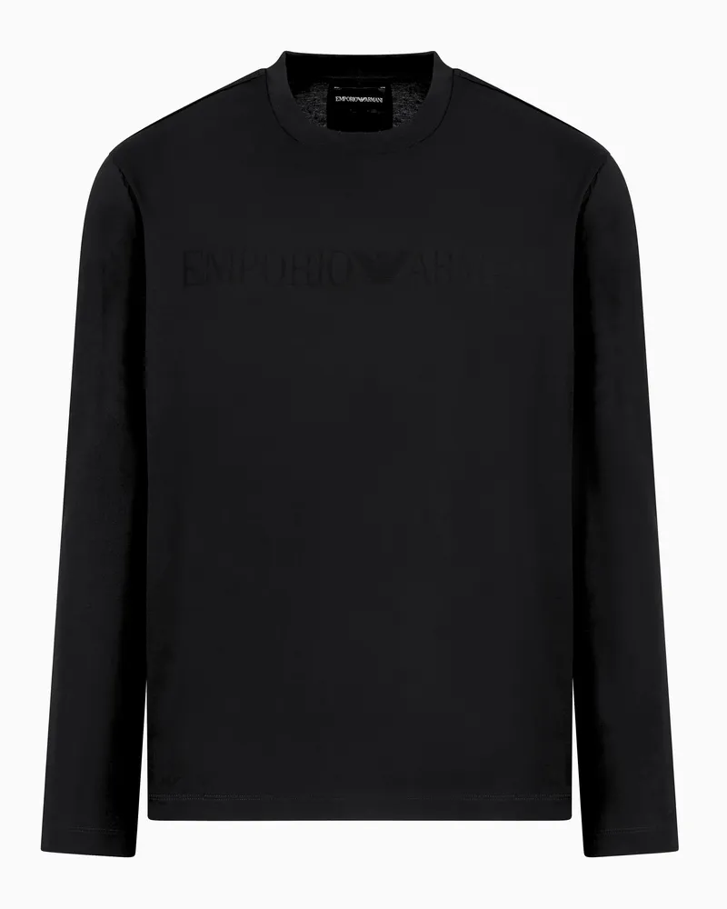 Emporio Armani Pullover aus Jersey mit Logo in Jacquard-Verarbeitung Schwarz