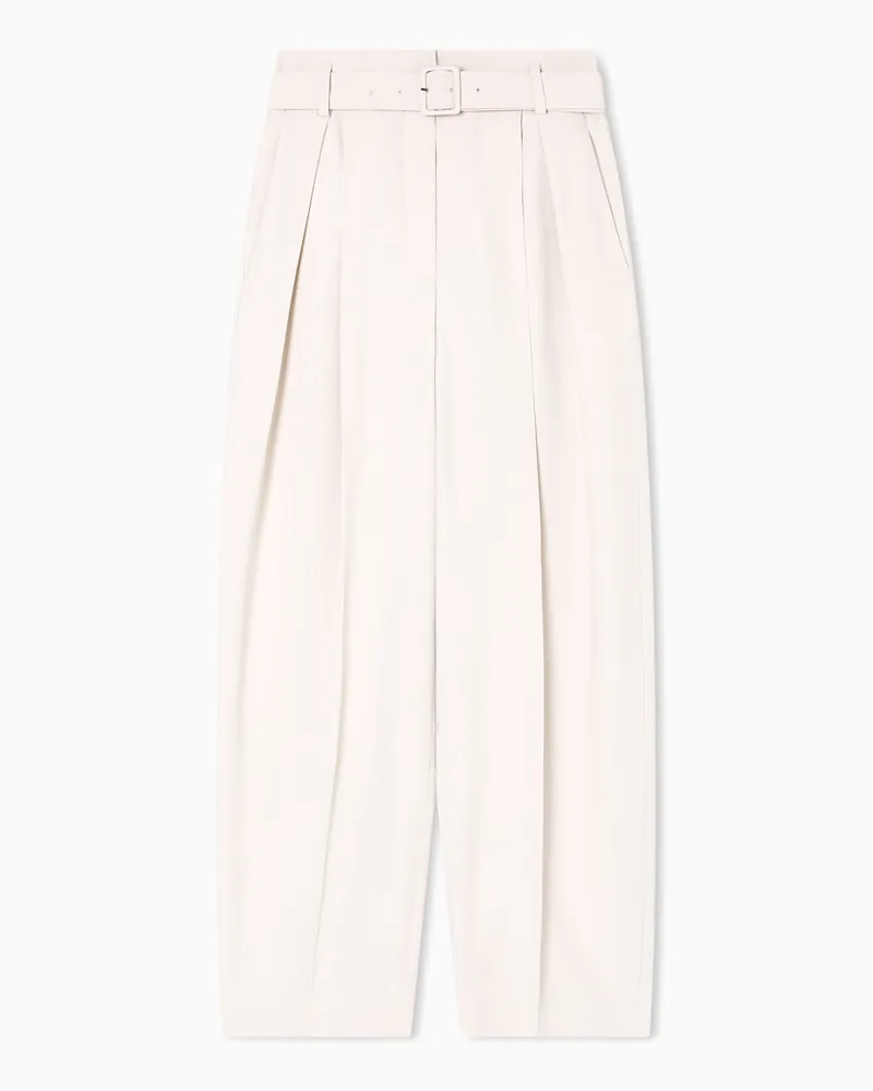 Emporio Armani Hose mit Bundfalten und Gürtel, gefertigt aus Envers-Satin Beige