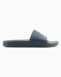 Emporio Armani Pantolette aus Pvc mit Maxi-adler In Relief-optik Blau