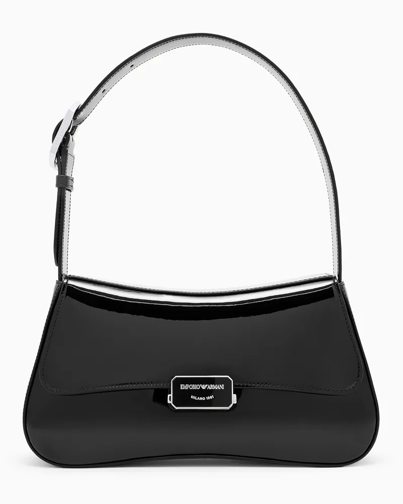 Emporio Armani Umhängetasche in Lackoptik Schwarz