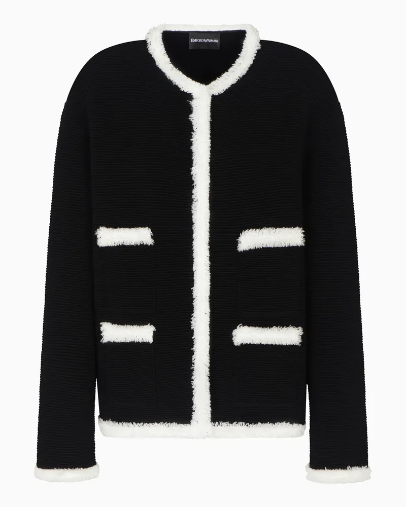 Emporio Armani Jacke aus Ottoman-Stoff mit Fransenbesatz Schwarz