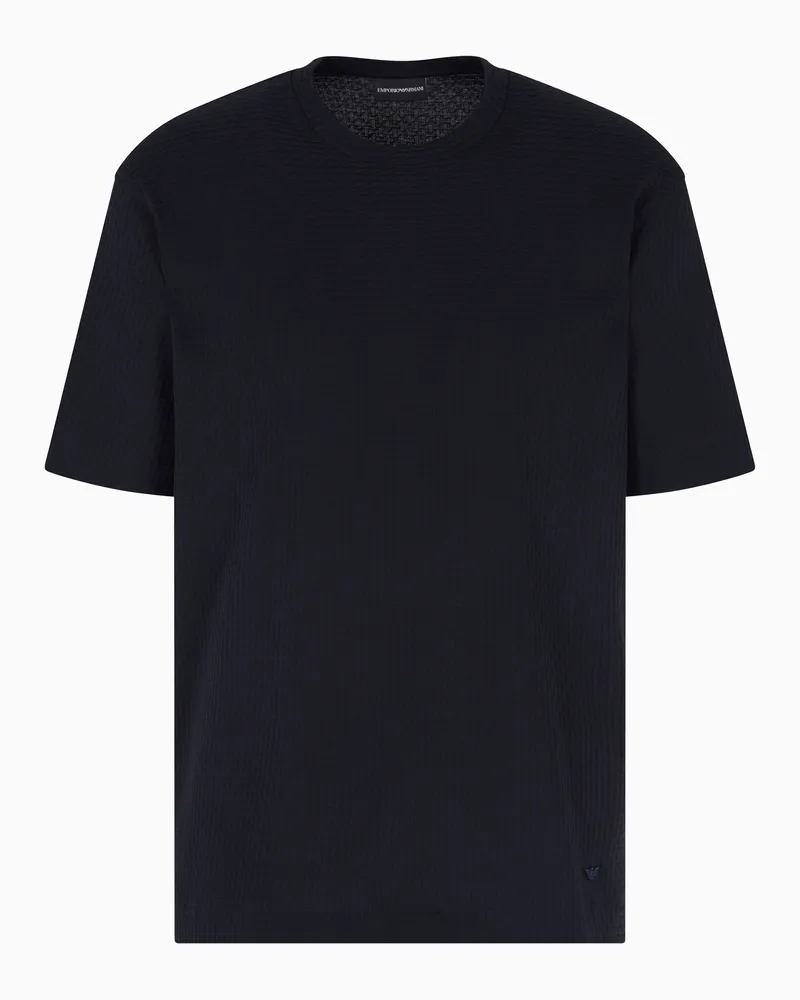 Emporio Armani ASV T-Shirt aus Jersey in Jacquard-Stoff-Verarbeitung Marineblau