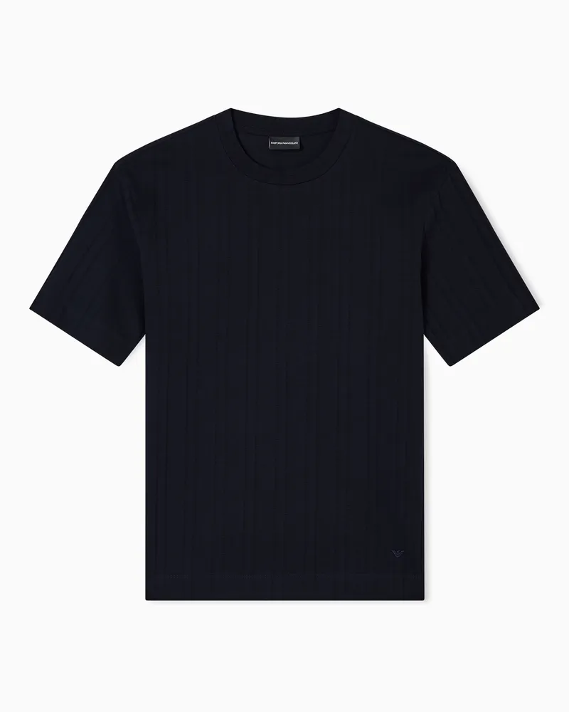 Emporio Armani ASV T-Shirt aus Jersey in Jacquard-Stoff-Verarbeitung Marineblau