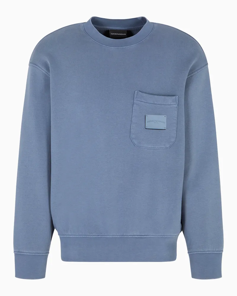 Emporio Armani ASV Sweatshirt aus French-Terry-Jersey mit Tasche und Logo-Patch Hellblau