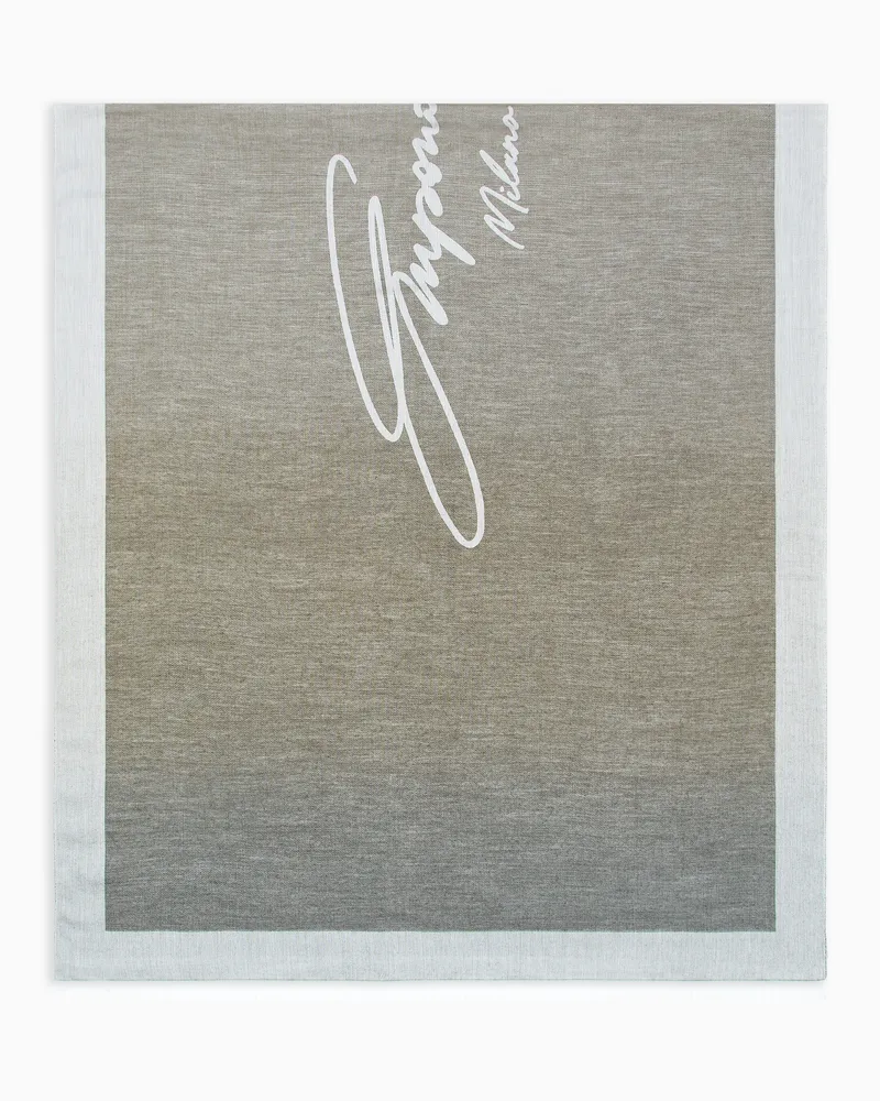Emporio Armani Stola mit Logo-Schriftzug in Jacquard-Stoff Grün