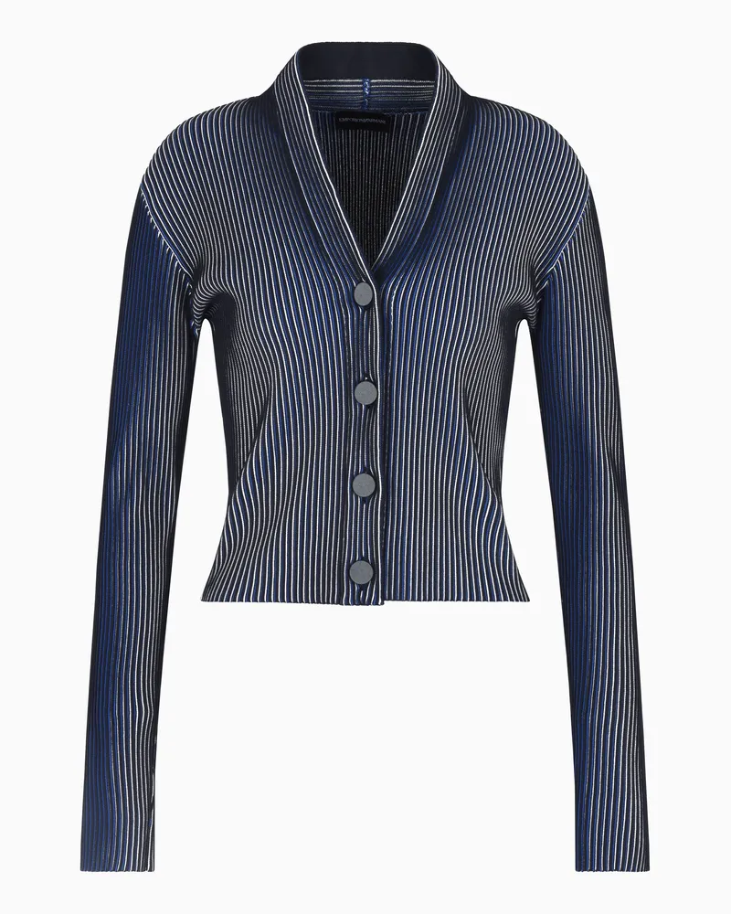Emporio Armani Cardigan aus Glatt- und Linksstrick mit Vanisé-Effekt Schwarz